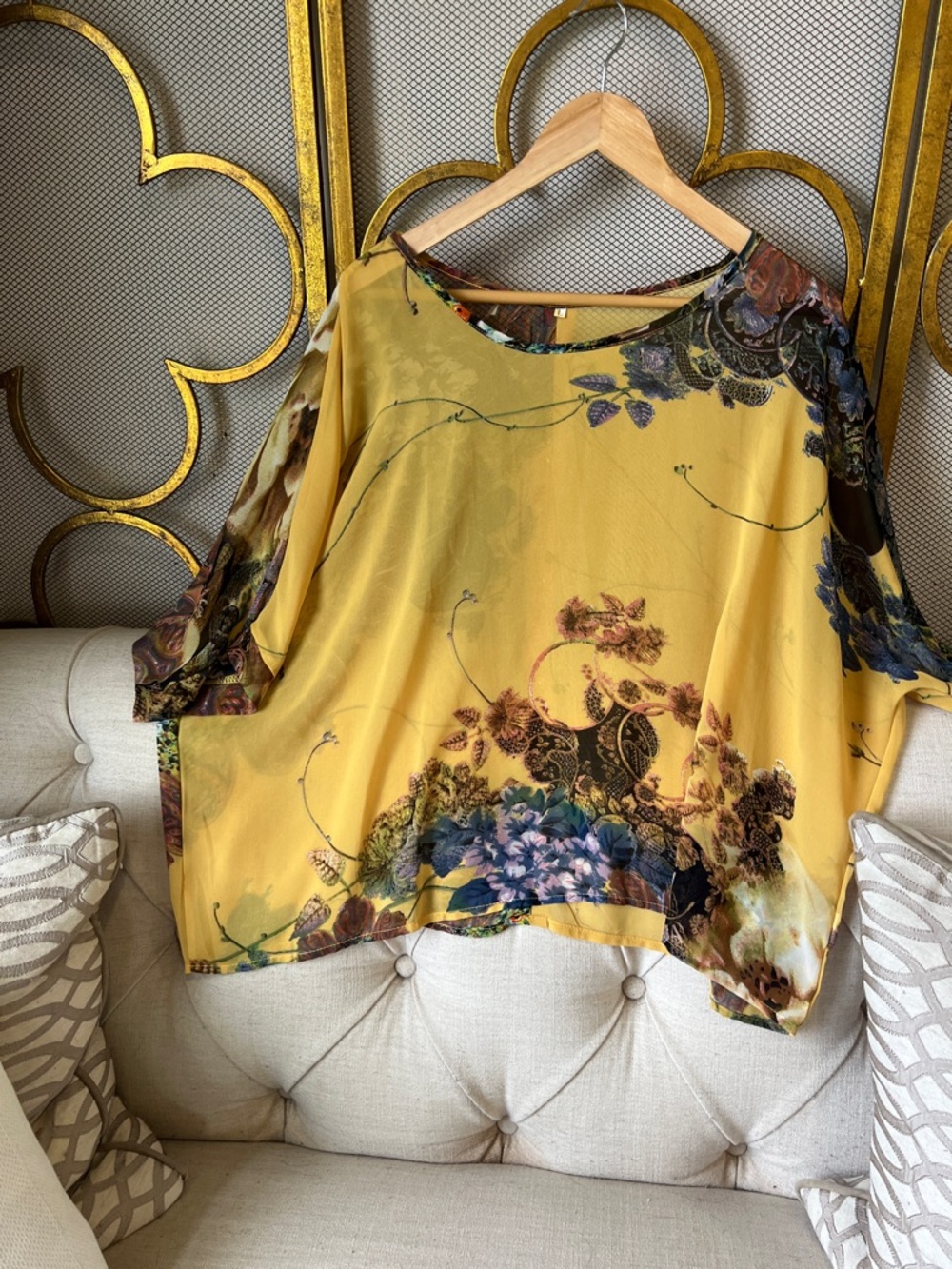Yellow Floral Women's Blouse - Elegant Lightweight Top